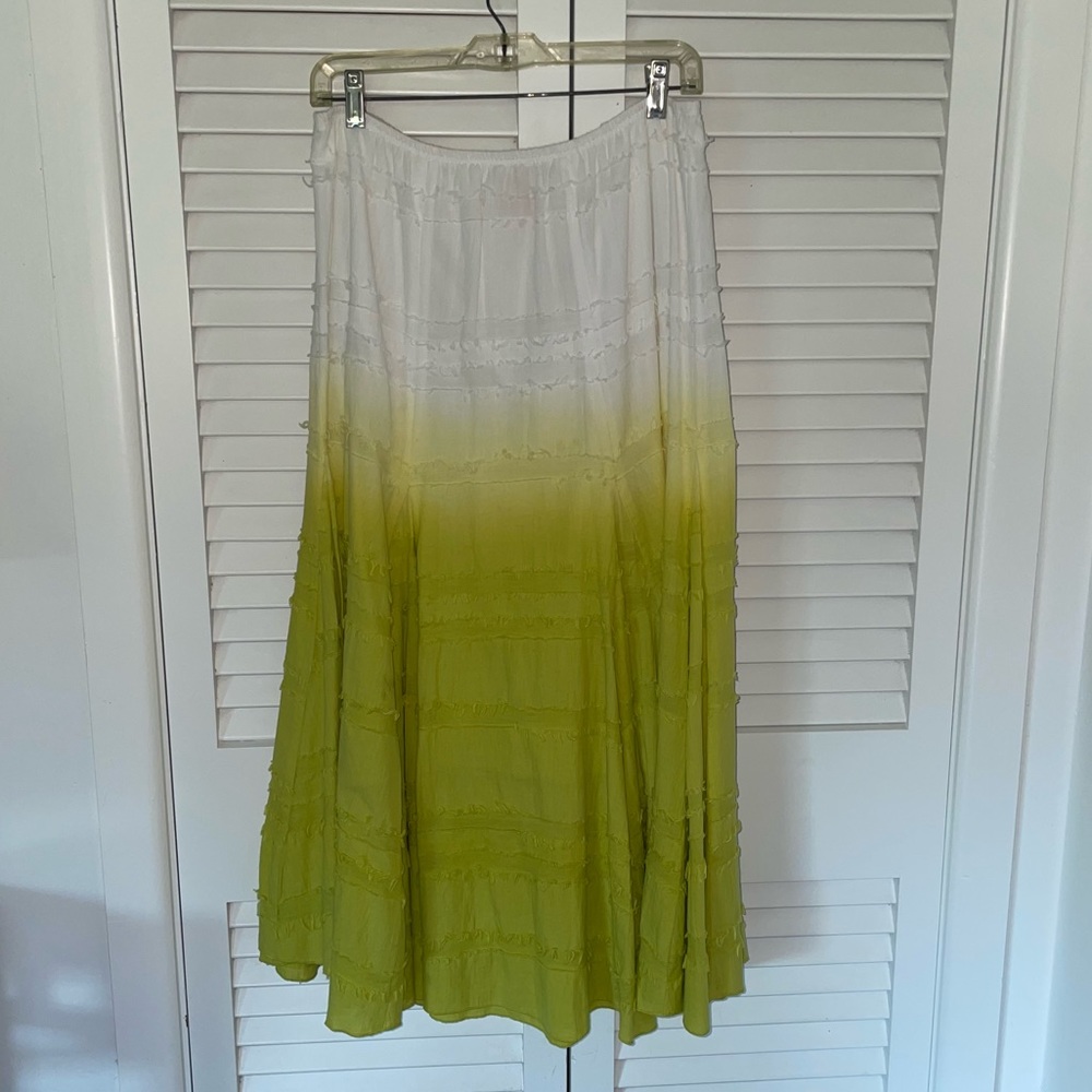 Cute Ruby Rd. Ombré Lime Green and White Skirt.  Size L